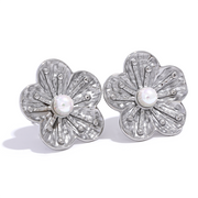 Floral Pearl Stud Earrings